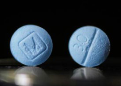 带有 M 字母的蓝色药丸